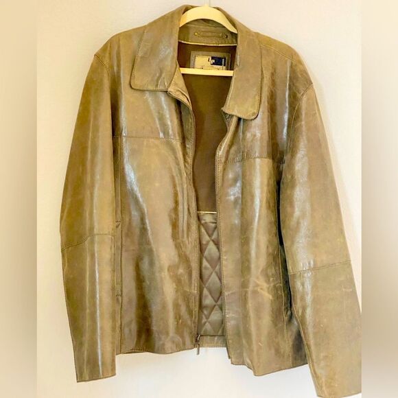 Men's Olive Leather Jacket